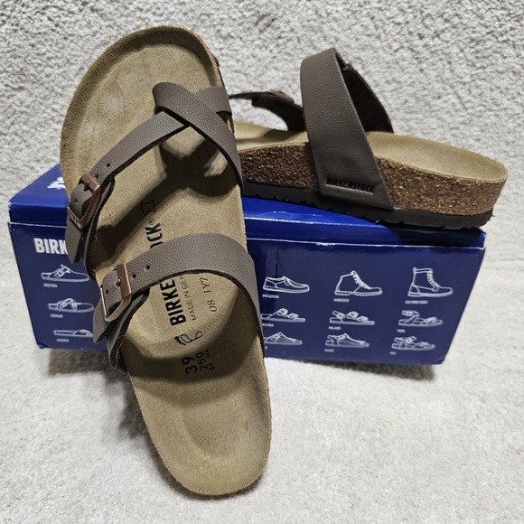 BIRKENSTOCK Mayari Birko-Flor Birkibuc Mocca Size 39 New with Box - Picture 1 of 8